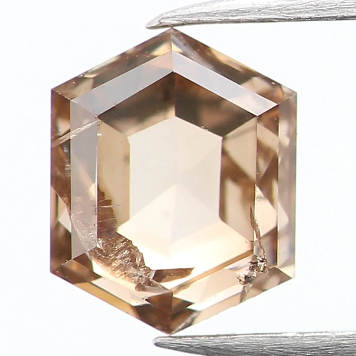 0.29 Ct Natural Loose Diamond, Hexagon Diamond, Brown Diamond, Polished Diamond, Rustic Diamond, Color Diamond, Rose Cut Diamond