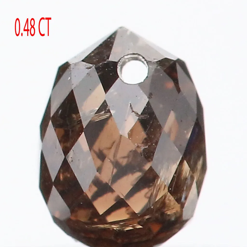 0.48 Ct Natural Loose Diamond Drop Black Brown Color SI1 Clarity 4.60 MM L9259