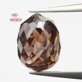 0.48 Ct Natural Loose Diamond Drop Black Brown Color SI1 Clarity 4.60 MM L9259