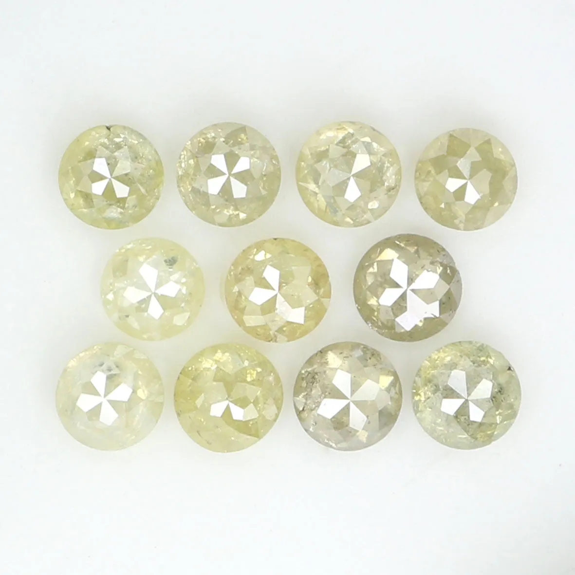 1.29 CT Natural Loose Diamond Round Rose Cut Yellow Grey Color 11 Pcs L9404