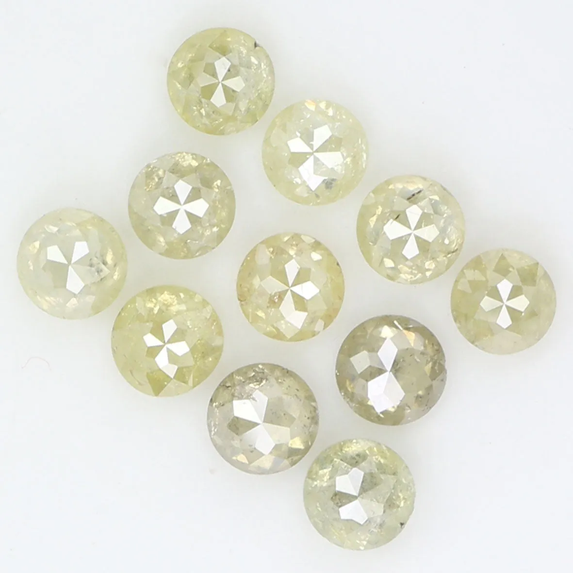 1.29 CT Natural Loose Diamond Round Rose Cut Yellow Grey Color 11 Pcs L9404