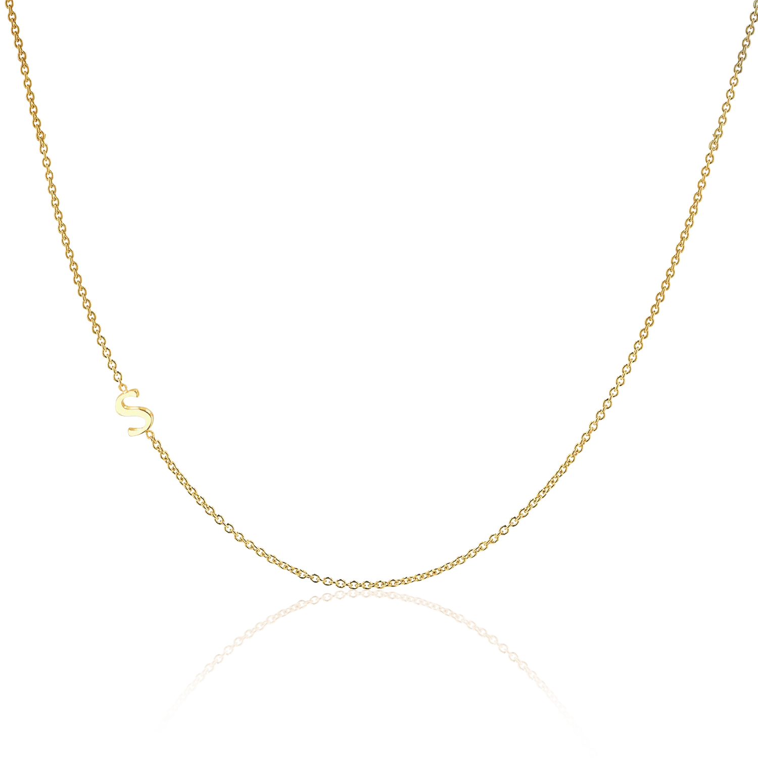 14K Gold Asymmetrical Initial Necklace