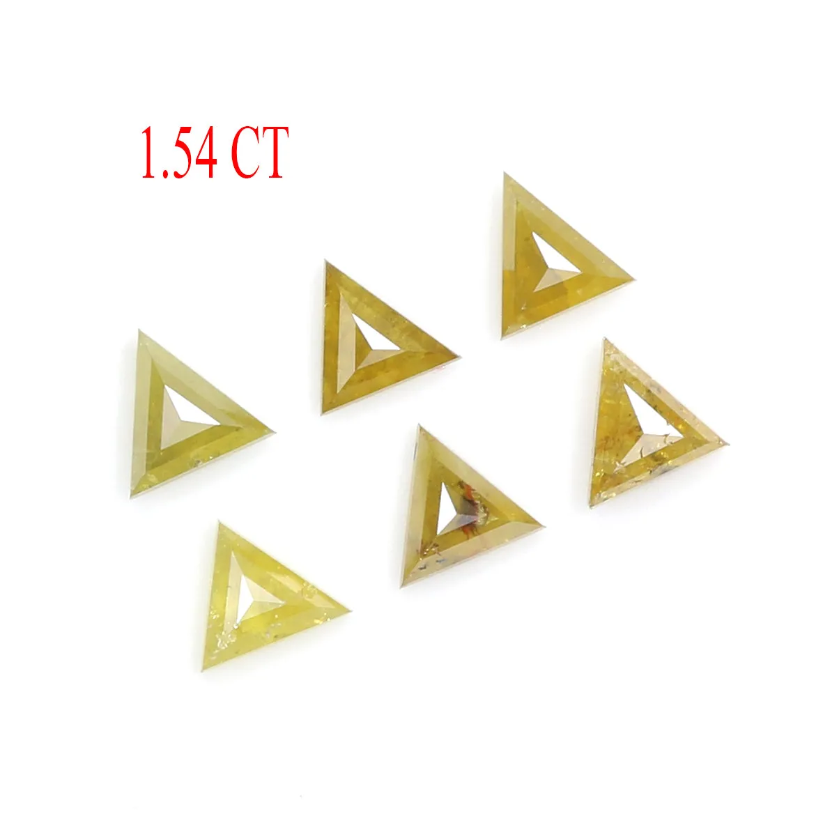 1.54 CT Natural Loose Triangle Shape Diamond Yellow Color Triangle Diamond 4.20 MM Natural Yellow Diamond Triangle Rose Cut Diam