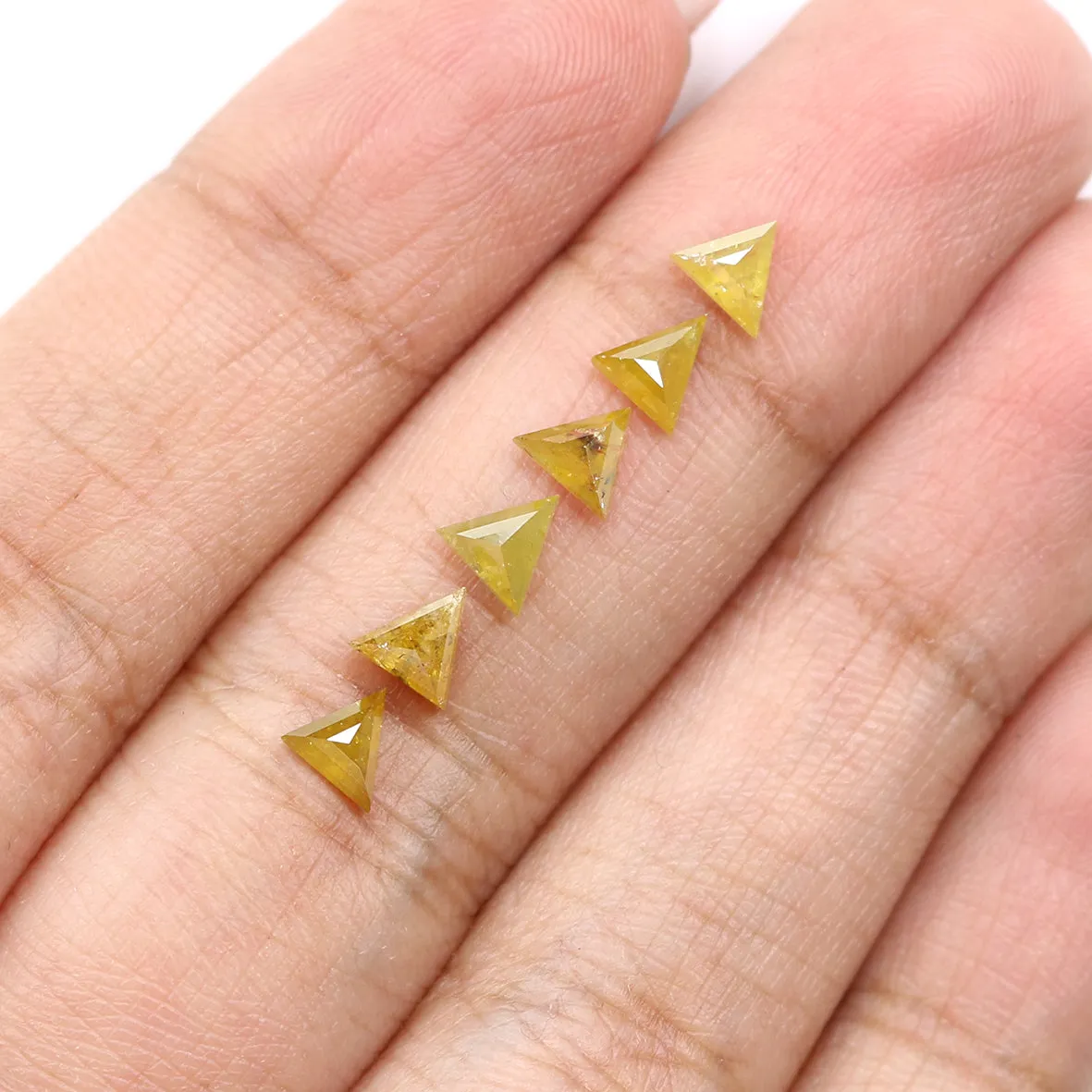 1.54 CT Natural Loose Triangle Shape Diamond Yellow Color Triangle Diamond 4.20 MM Natural Yellow Diamond Triangle Rose Cut Diam