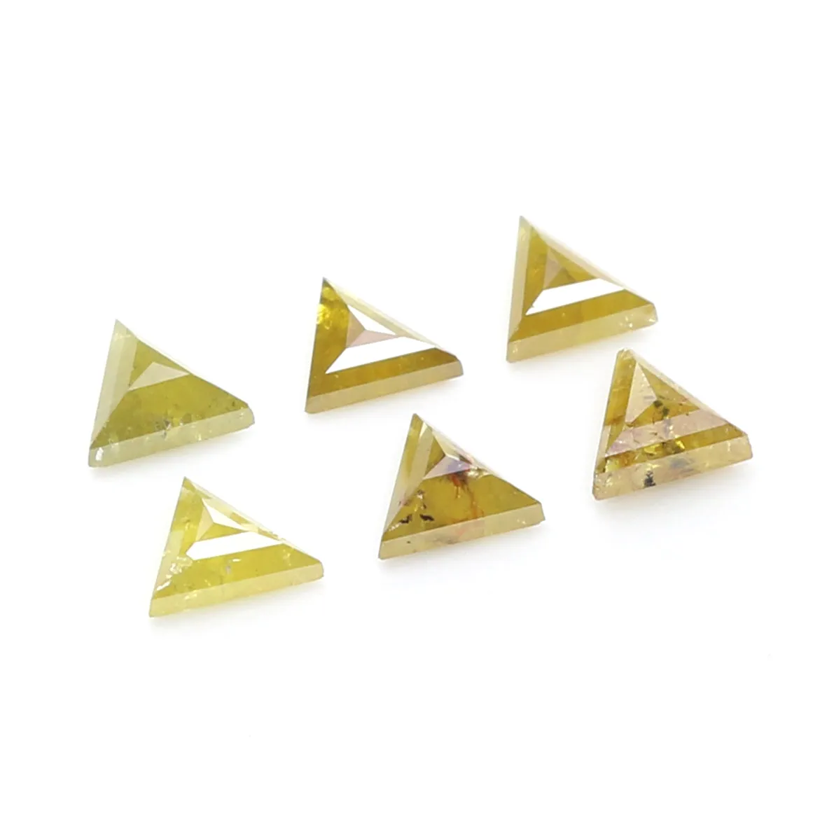 1.54 CT Natural Loose Triangle Shape Diamond Yellow Color Triangle Diamond 4.20 MM Natural Yellow Diamond Triangle Rose Cut Diam