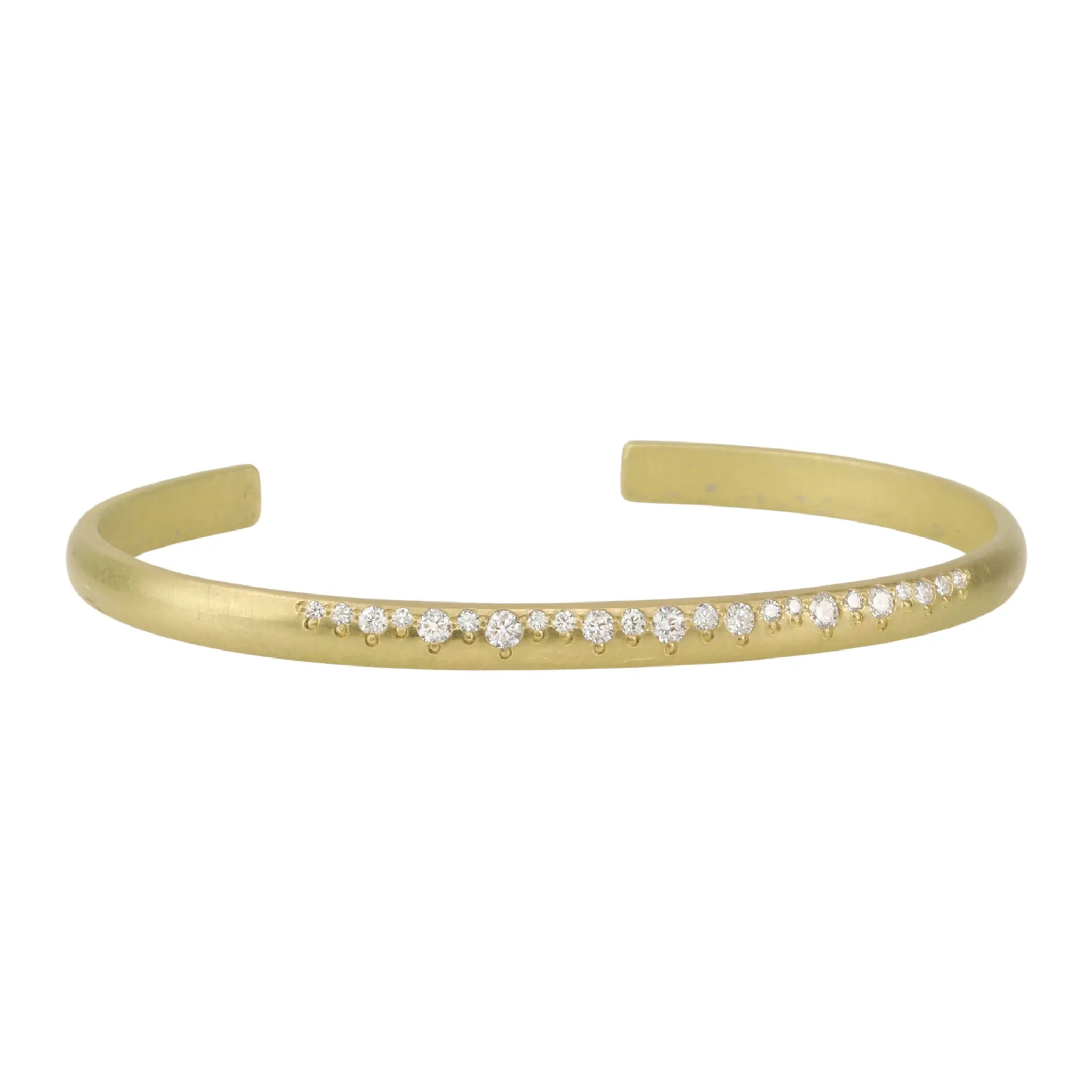 18K Gold Half Round Cuff Bracelet with Diamonds