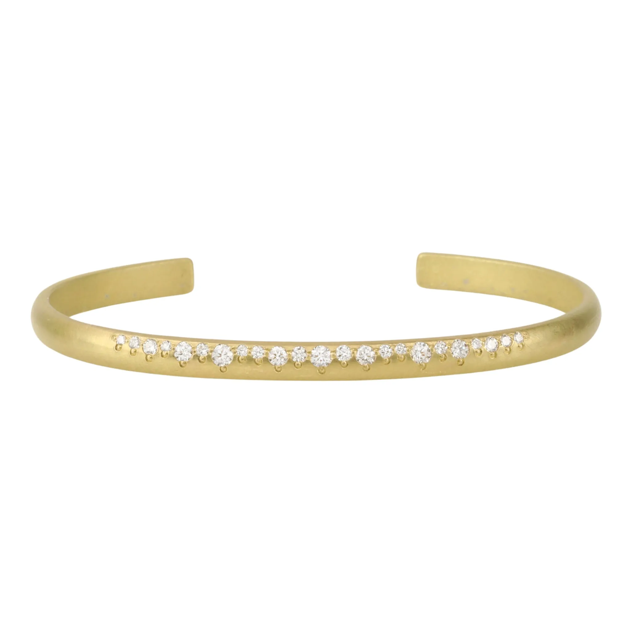 18K Gold Half Round Cuff Bracelet with Diamonds