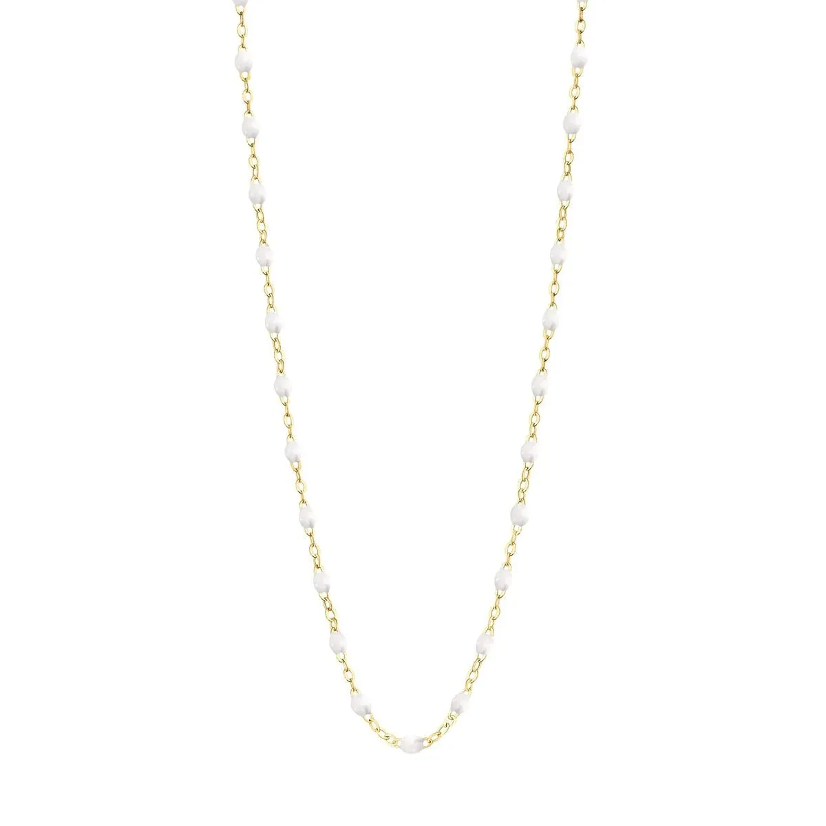 18K Gold White Resin Beaded Classic Necklace