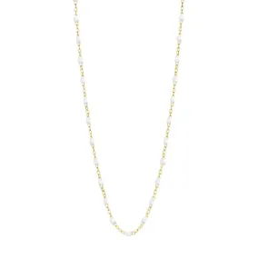 18K Gold White Resin Beaded Classic Necklace