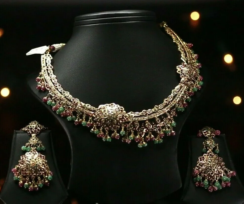 22k Beautiful Solid Gold Classic South Indian Necklace Set For Ladies LS159