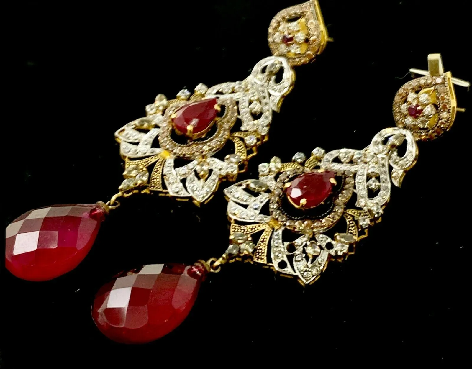 22k Necklace Set Beautiful Solid Gold Ladies Traditional Mix Color Stones LS1004