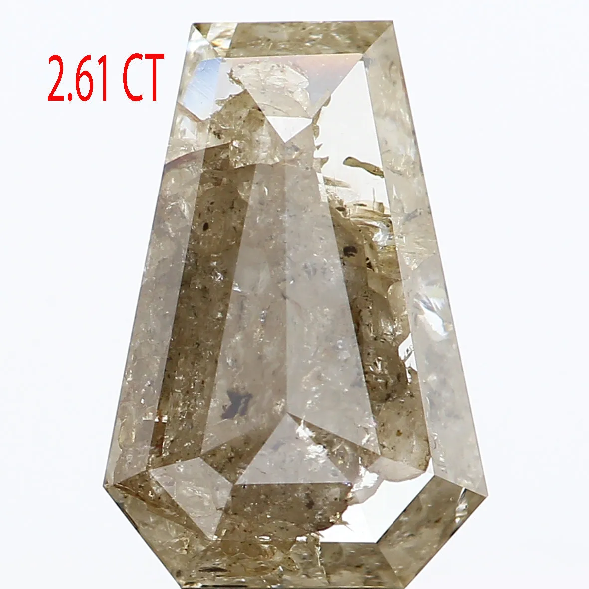 2.61 CT Natural Loose Coffin Cut Diamond Grey Brown Color Coffin Shape Diamond 11.05 MM Natural Loose Diamond Coffin Rose Cut Di