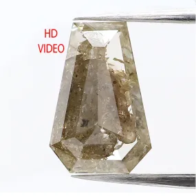 2.61 CT Natural Loose Coffin Cut Diamond Grey Brown Color Coffin Shape Diamond 11.05 MM Natural Loose Diamond Coffin Rose Cut Di