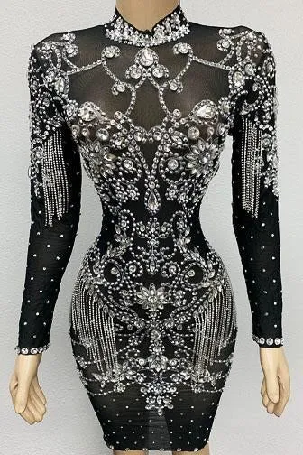 Adelyn Diamante Tassel Evening Dress