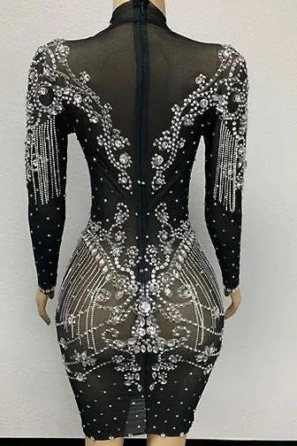 Adelyn Diamante Tassel Evening Dress