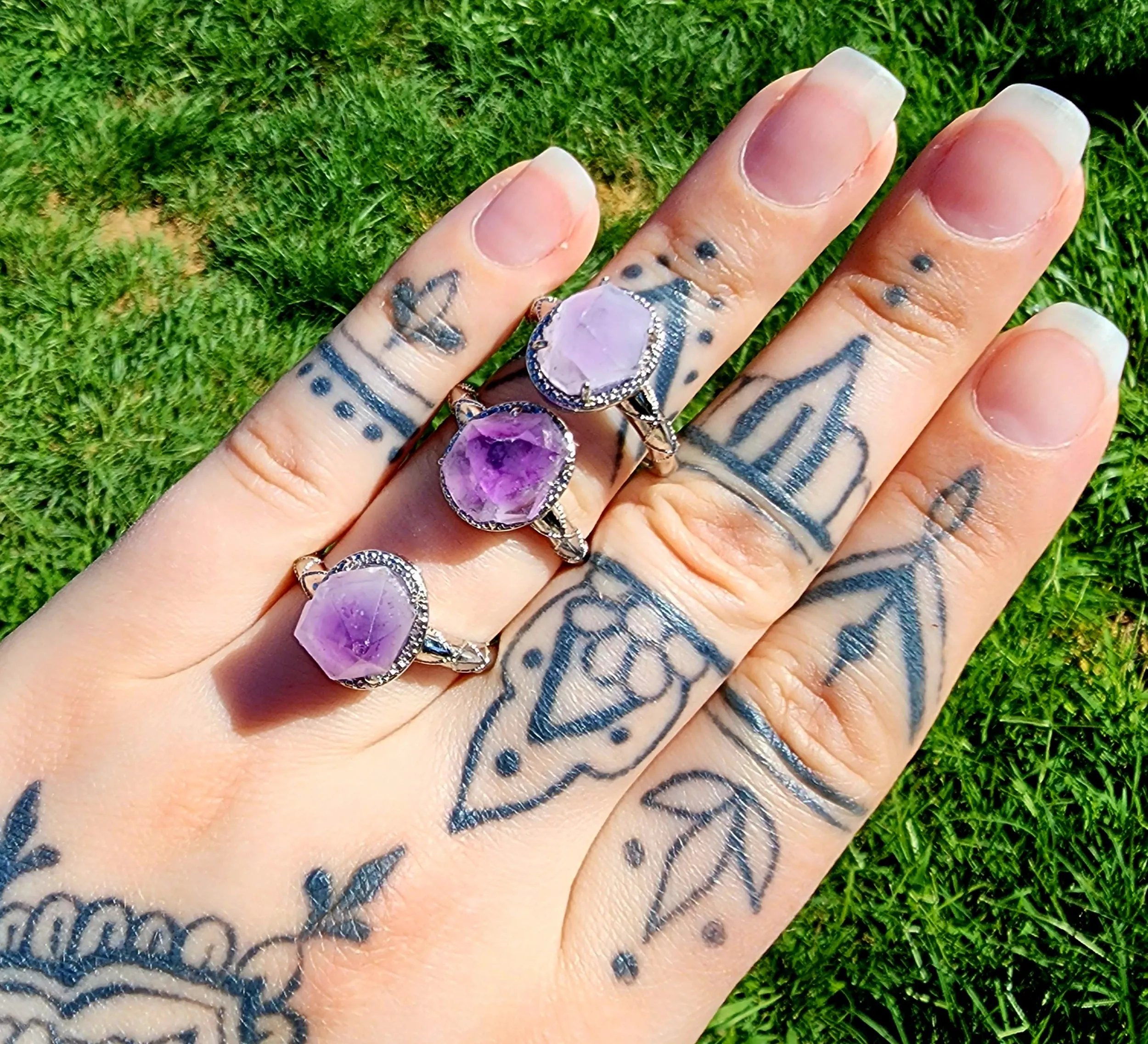 Amethyst Point Rings