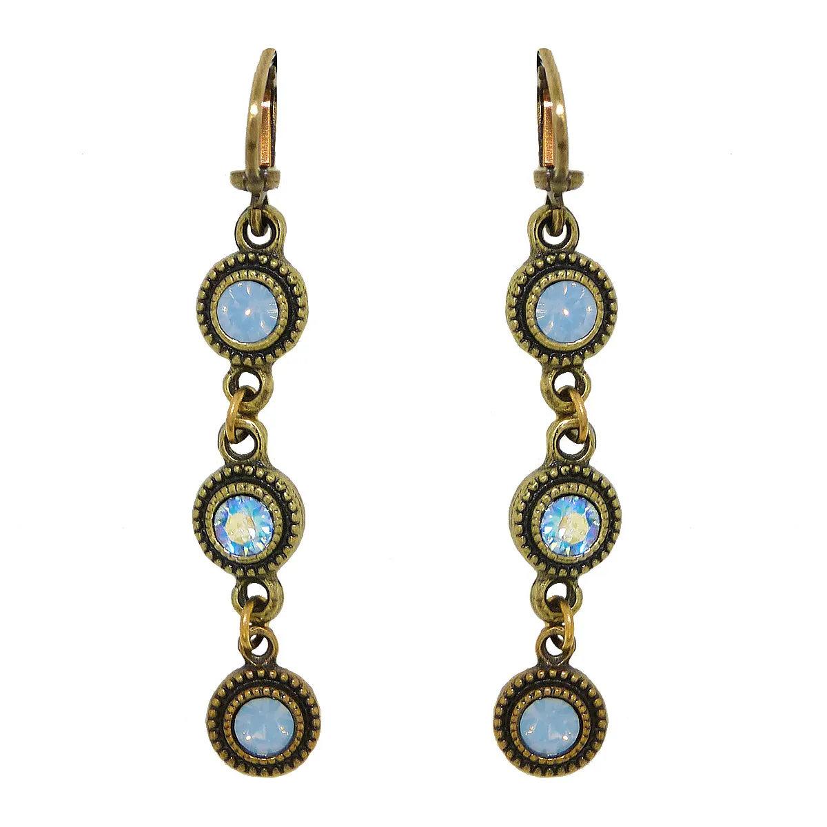 Anne Koplik Gold Air Opal Blue Stacked Drops Earrings with Swarovski Crystal ER4722AIR