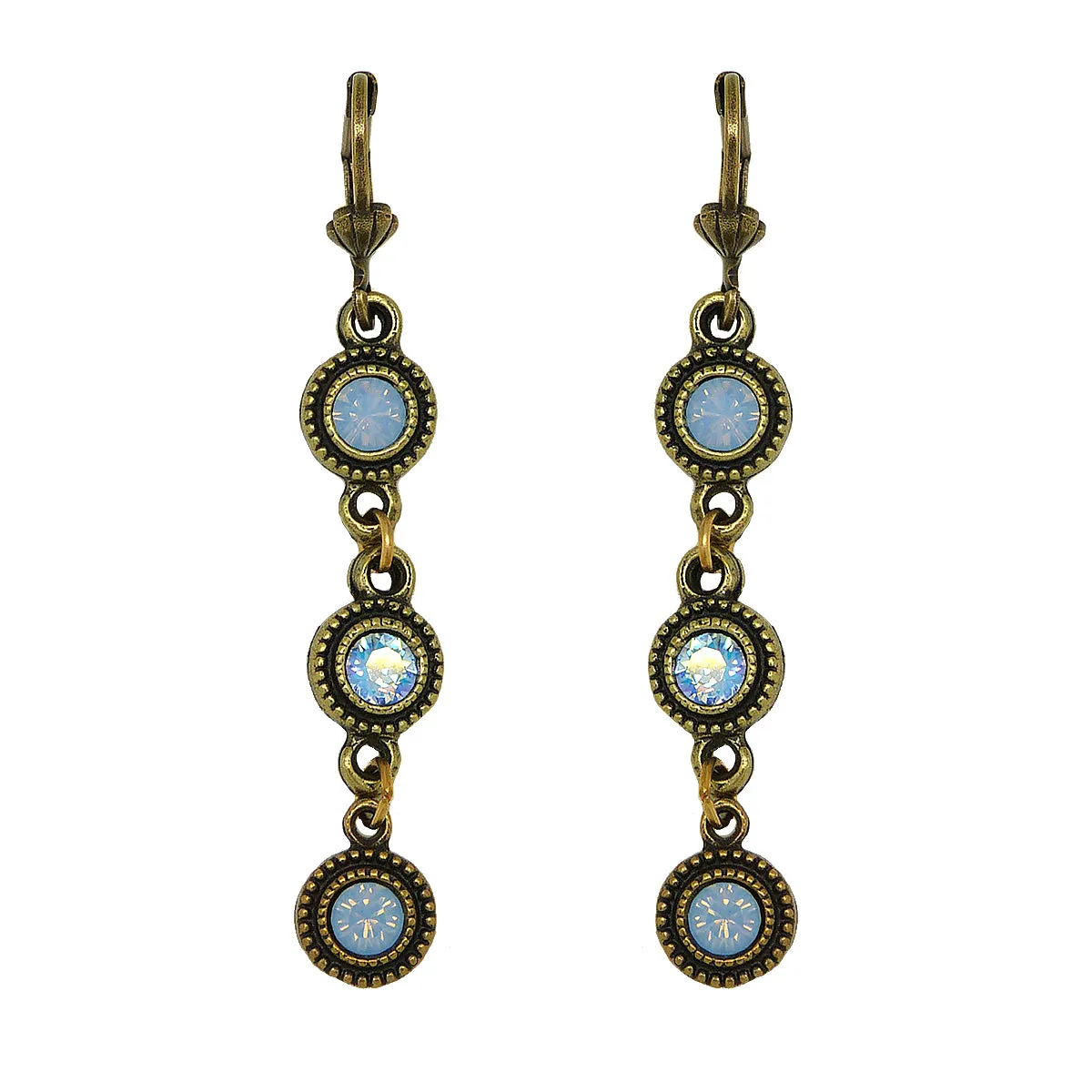 Anne Koplik Gold Air Opal Blue Stacked Drops Earrings with Swarovski Crystal ER4722AIR