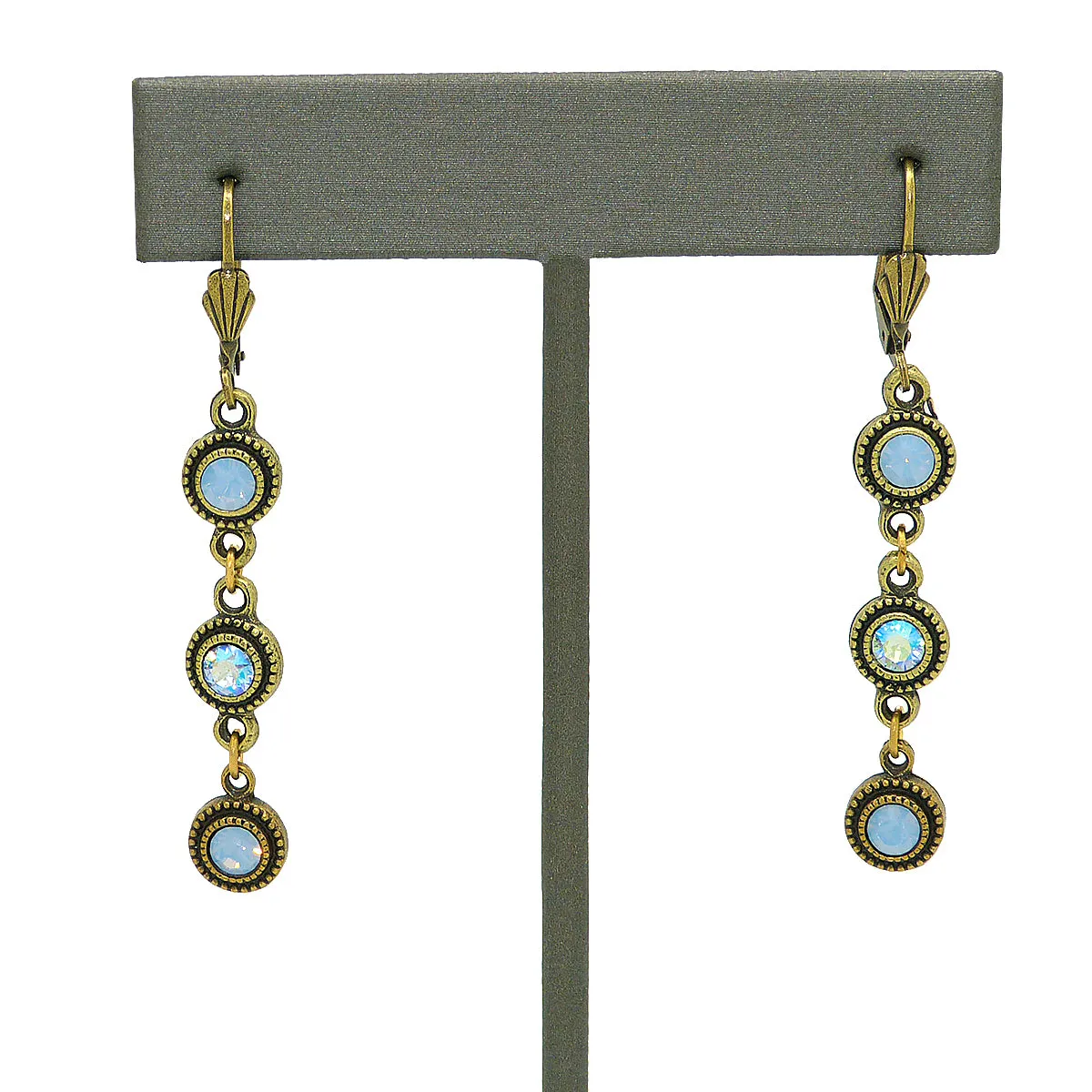 Anne Koplik Gold Air Opal Blue Stacked Drops Earrings with Swarovski Crystal ER4722AIR