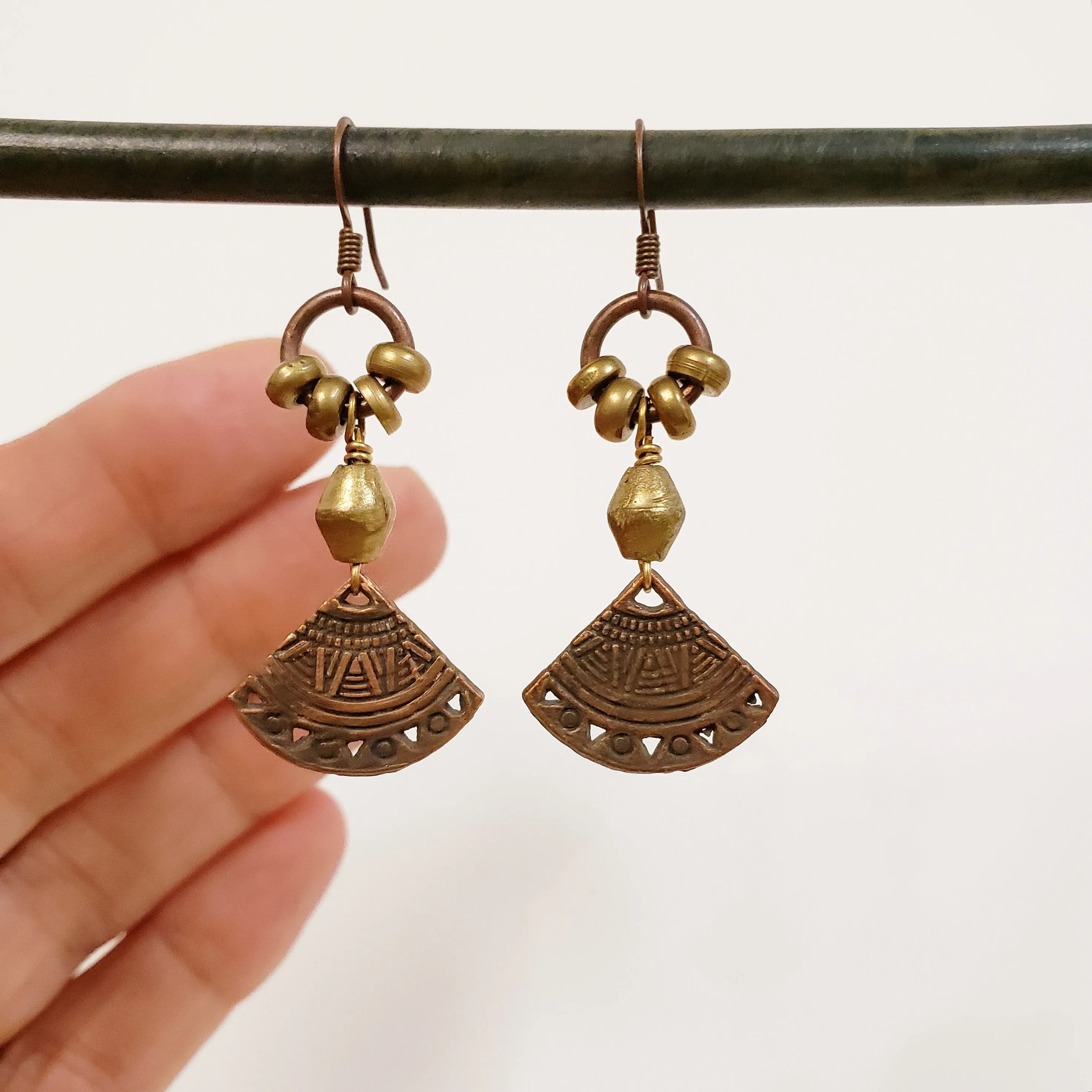 Aztec Copper Fans Earrings