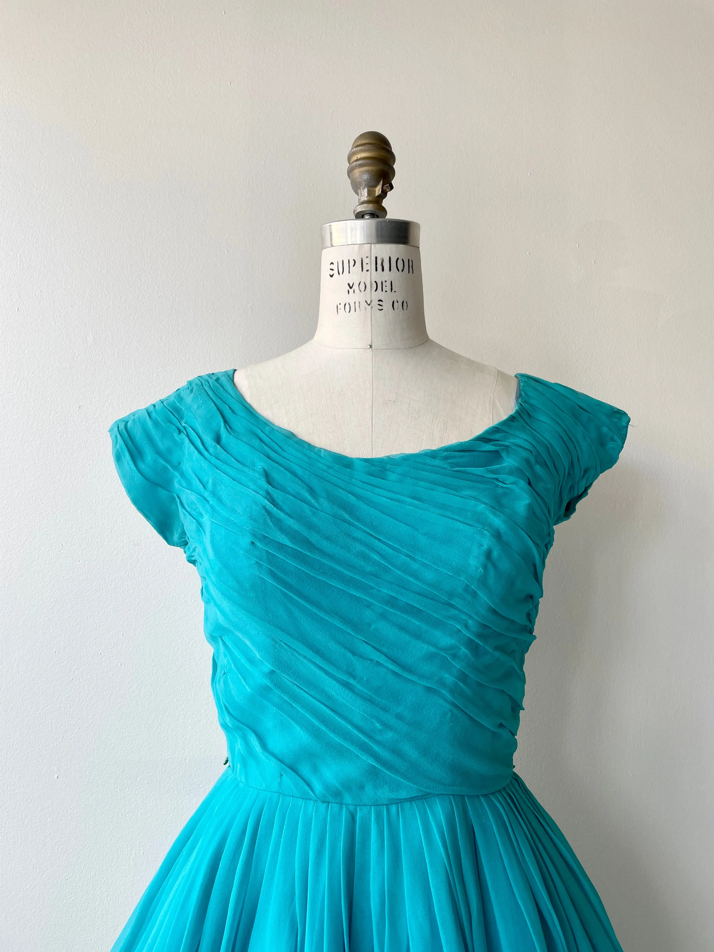 Azure Silk Dress | 1950s