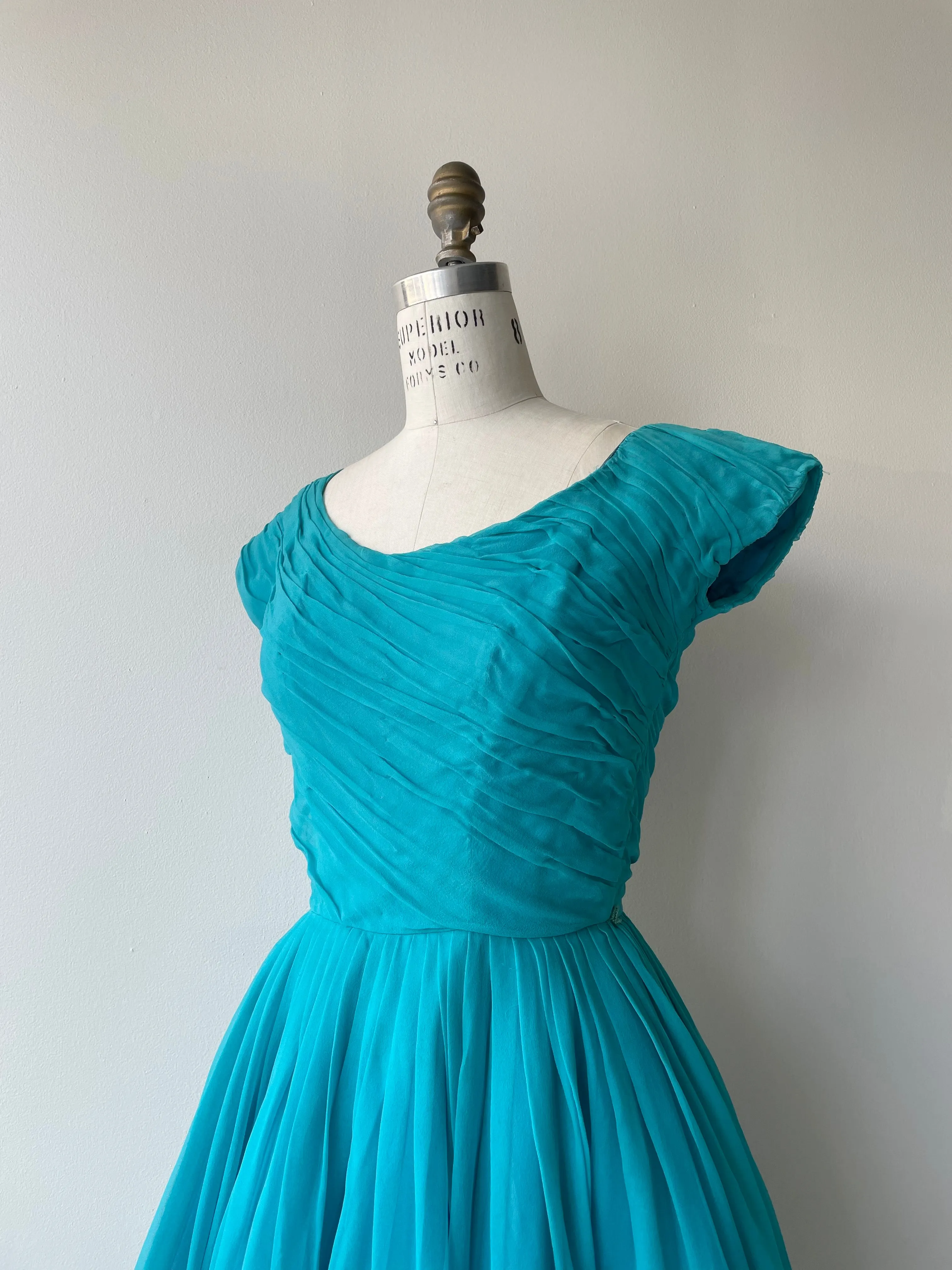 Azure Silk Dress | 1950s