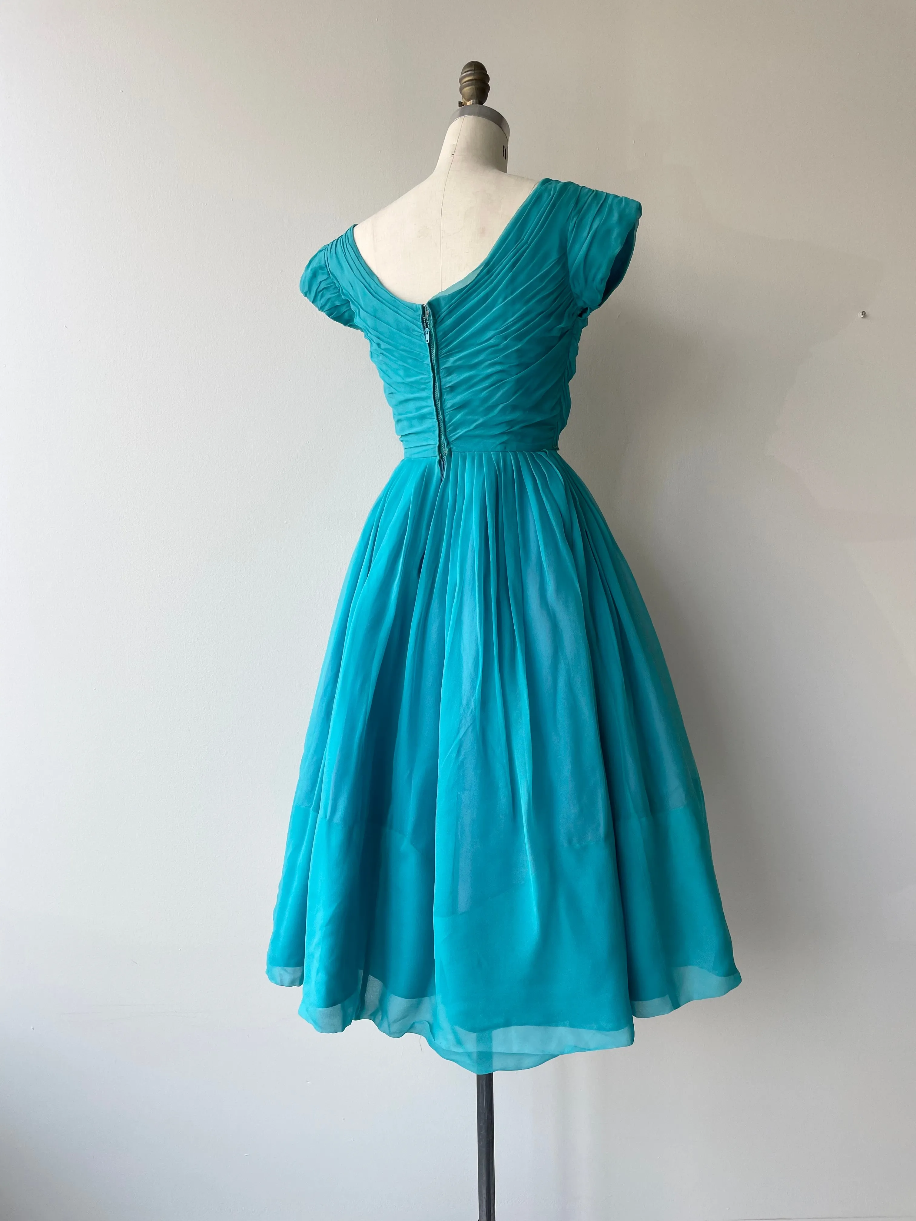 Azure Silk Dress | 1950s