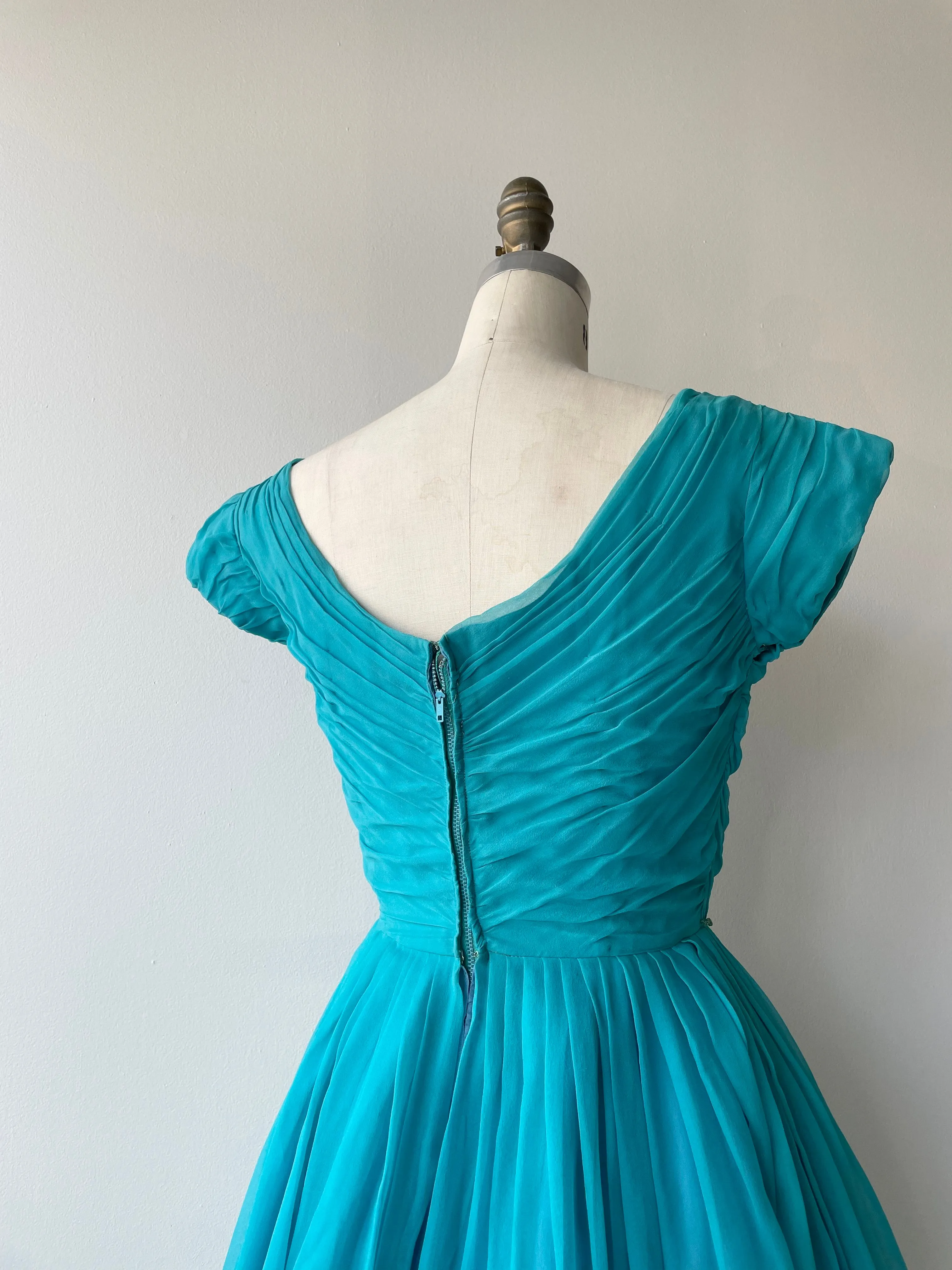 Azure Silk Dress | 1950s