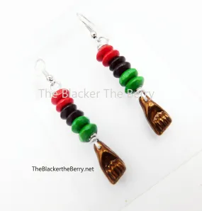 Black Power Fist Earrings Beaded Jewelry Handmade Social Justice BLM