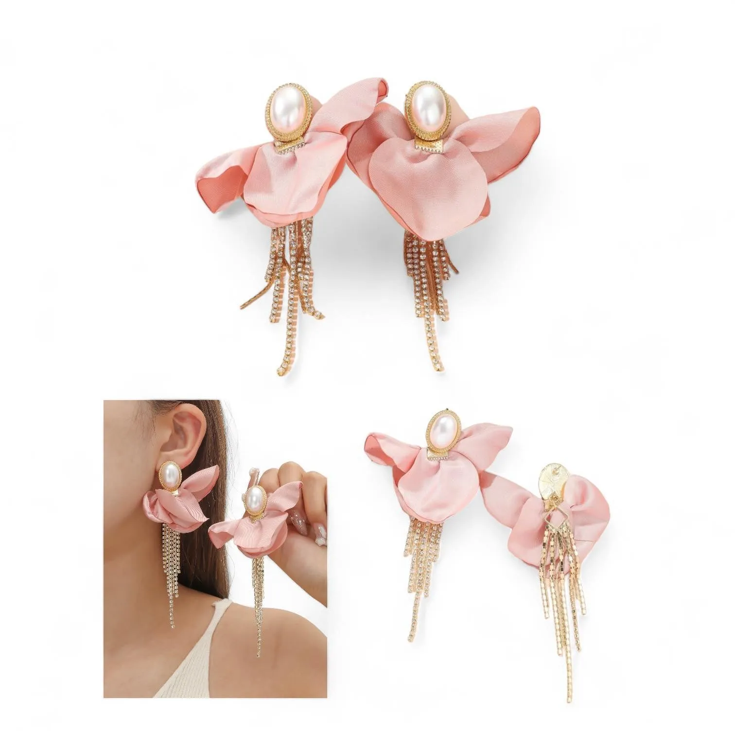 BLING Summer Floral Mix Media Tassel Earrings