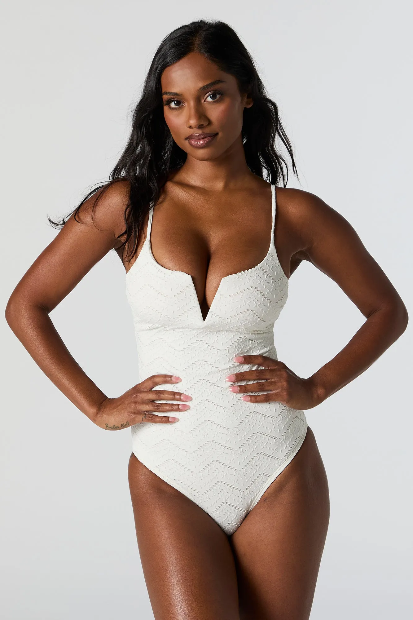 Crochet V-Notch One Piece Swimsuit