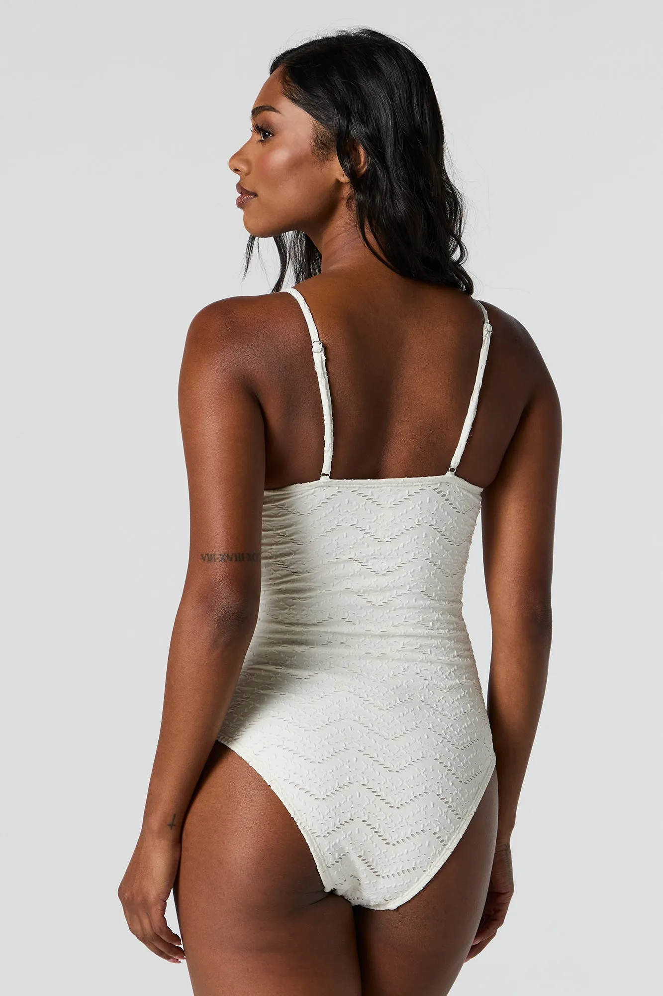 Crochet V-Notch One Piece Swimsuit