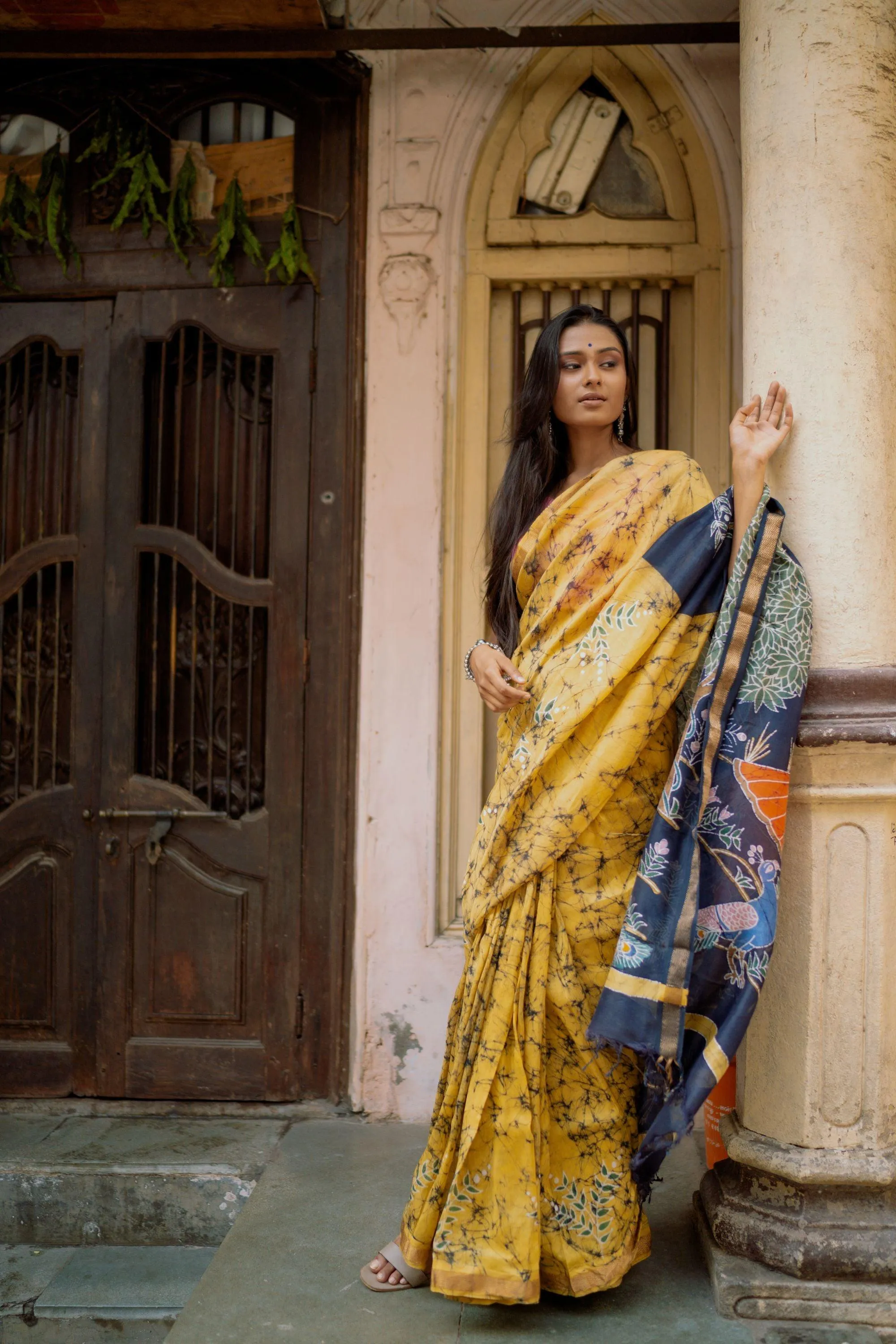 Dancing Ragini  Narmada Batik silk cotton handcrafed saree