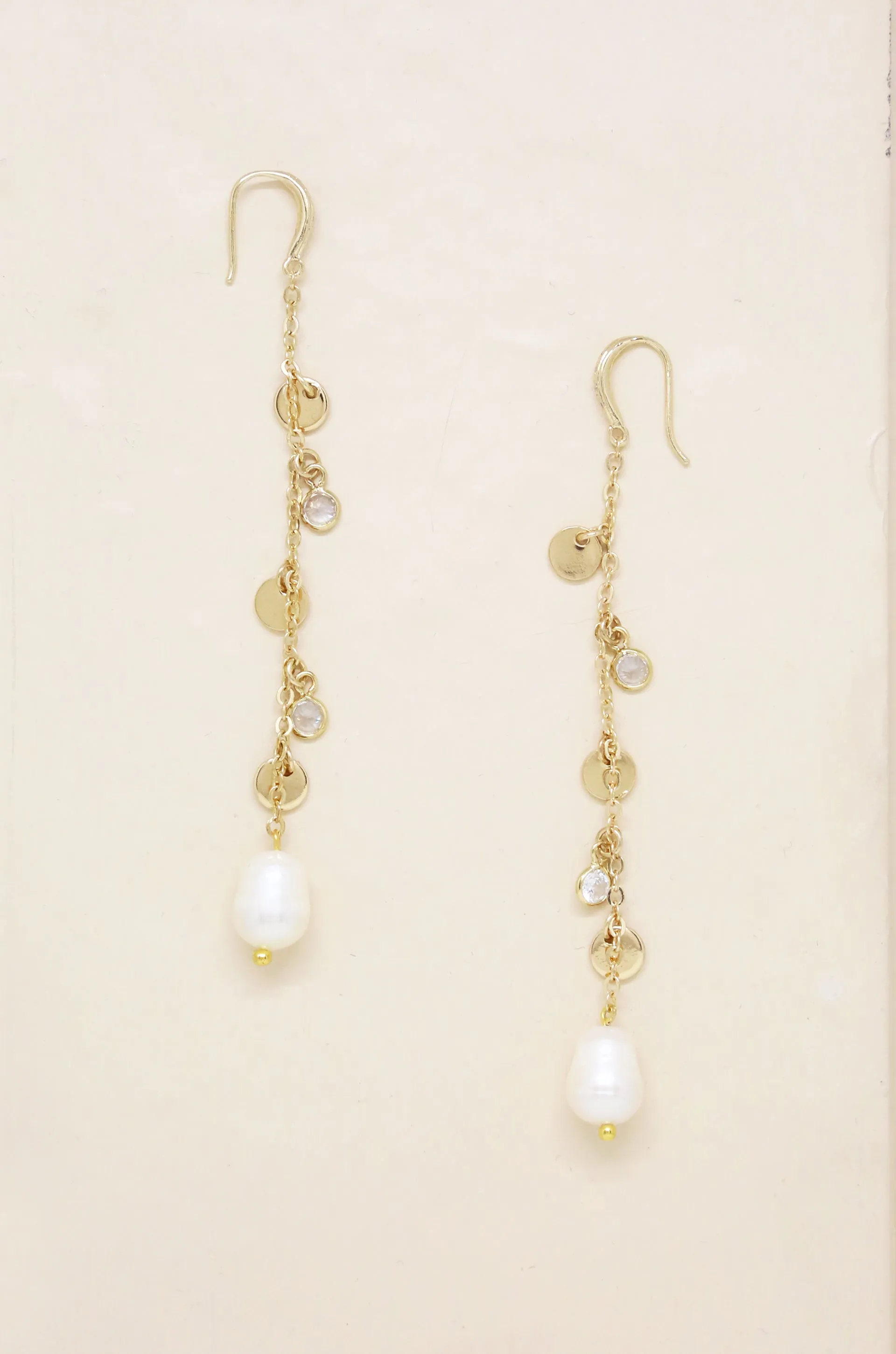 Delicate Dangle Freshwater Pearl 18k Gold Plated Earrings