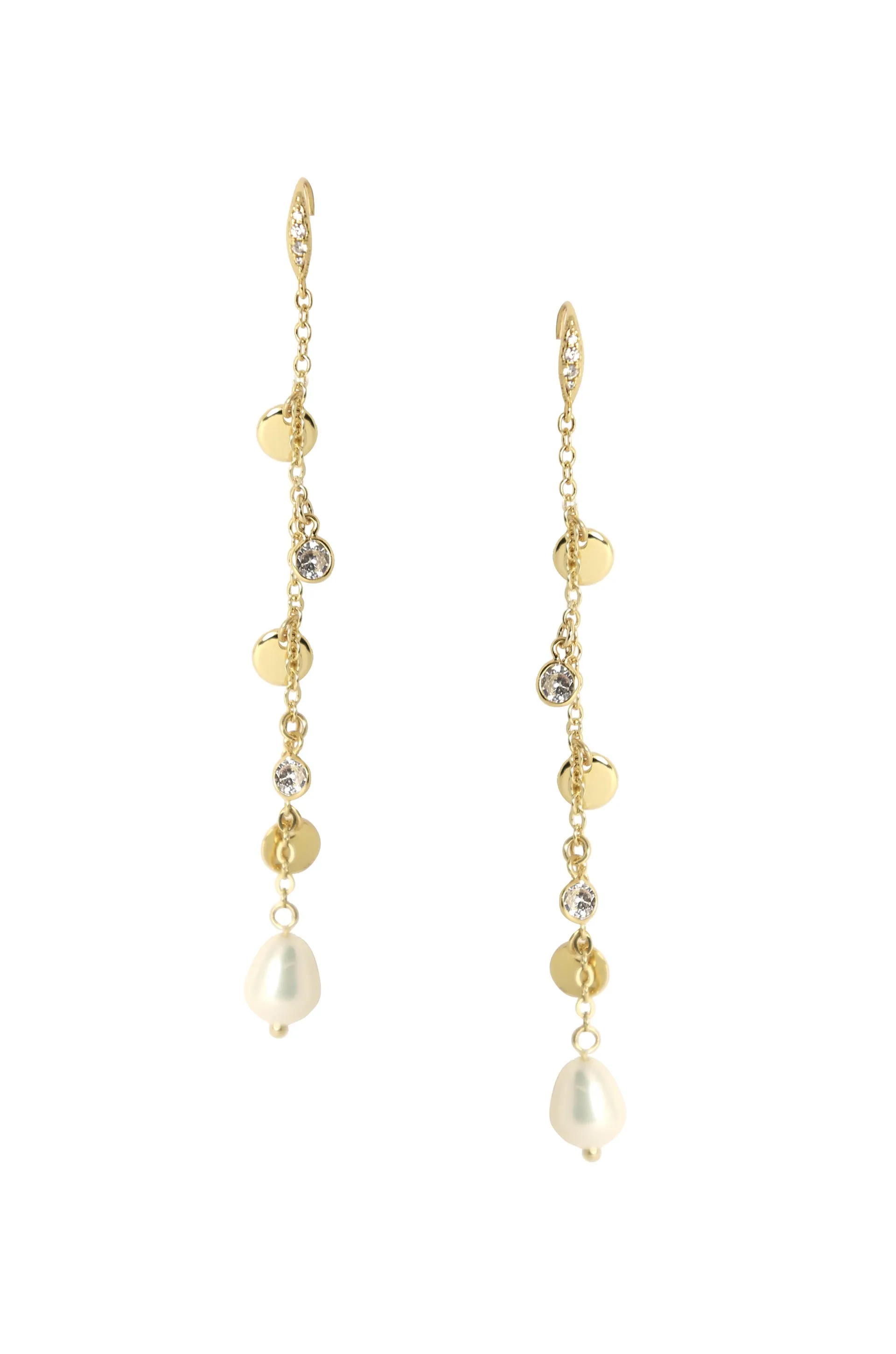 Delicate Dangle Freshwater Pearl 18k Gold Plated Earrings