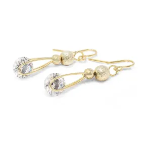 Gold Plated Single Cubic Zirconia Drop Earrings