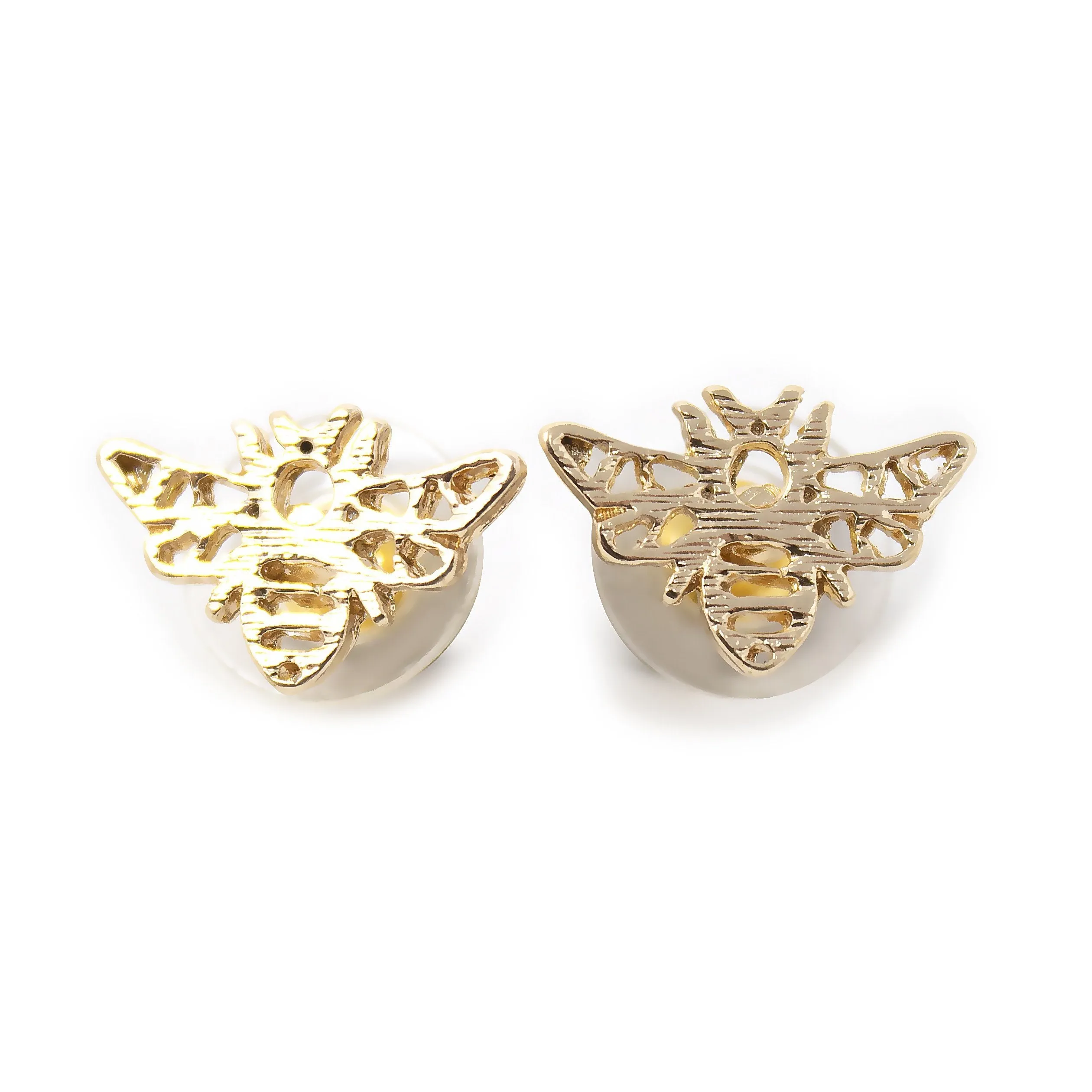 Gold Tone Bee Stud Earrings