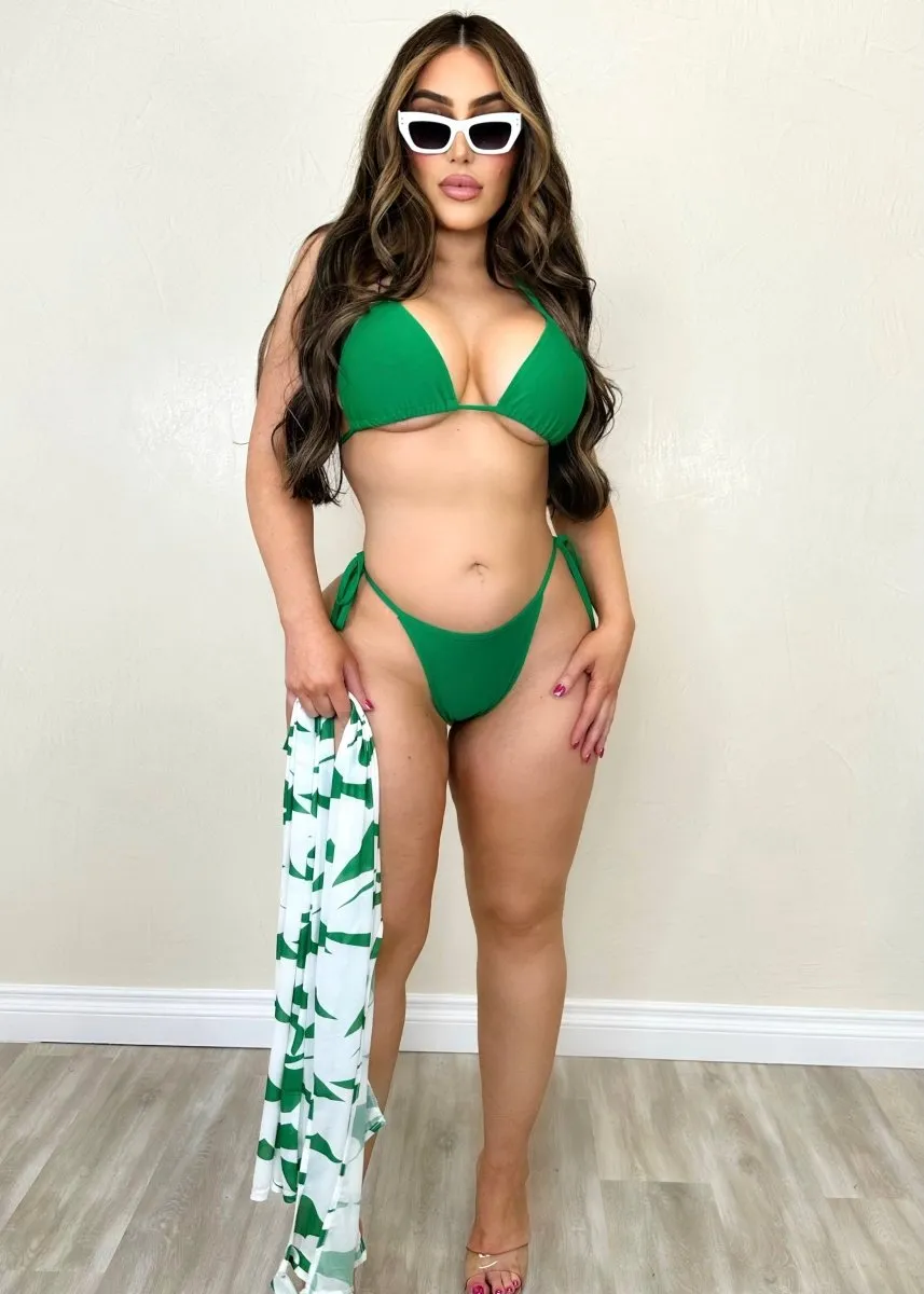 Greece Three Piece Swimsuit Green/White