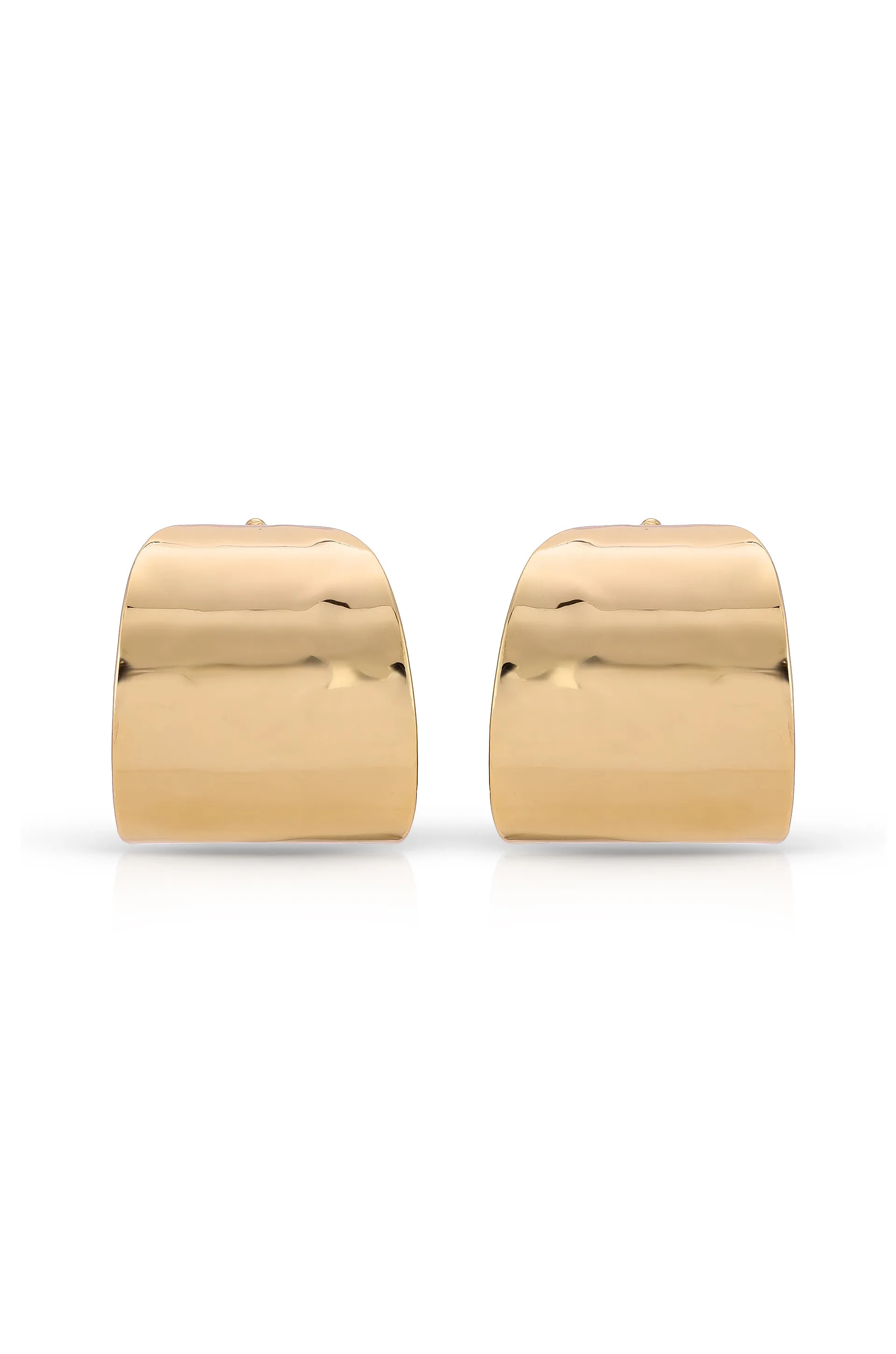 Hammered 18k Gold Plated Cupped Hoop Earrings