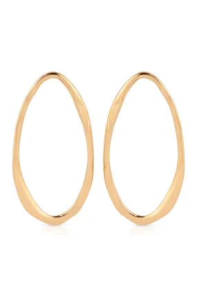 Hammered 18k Gold Plated Large Oval Earrings