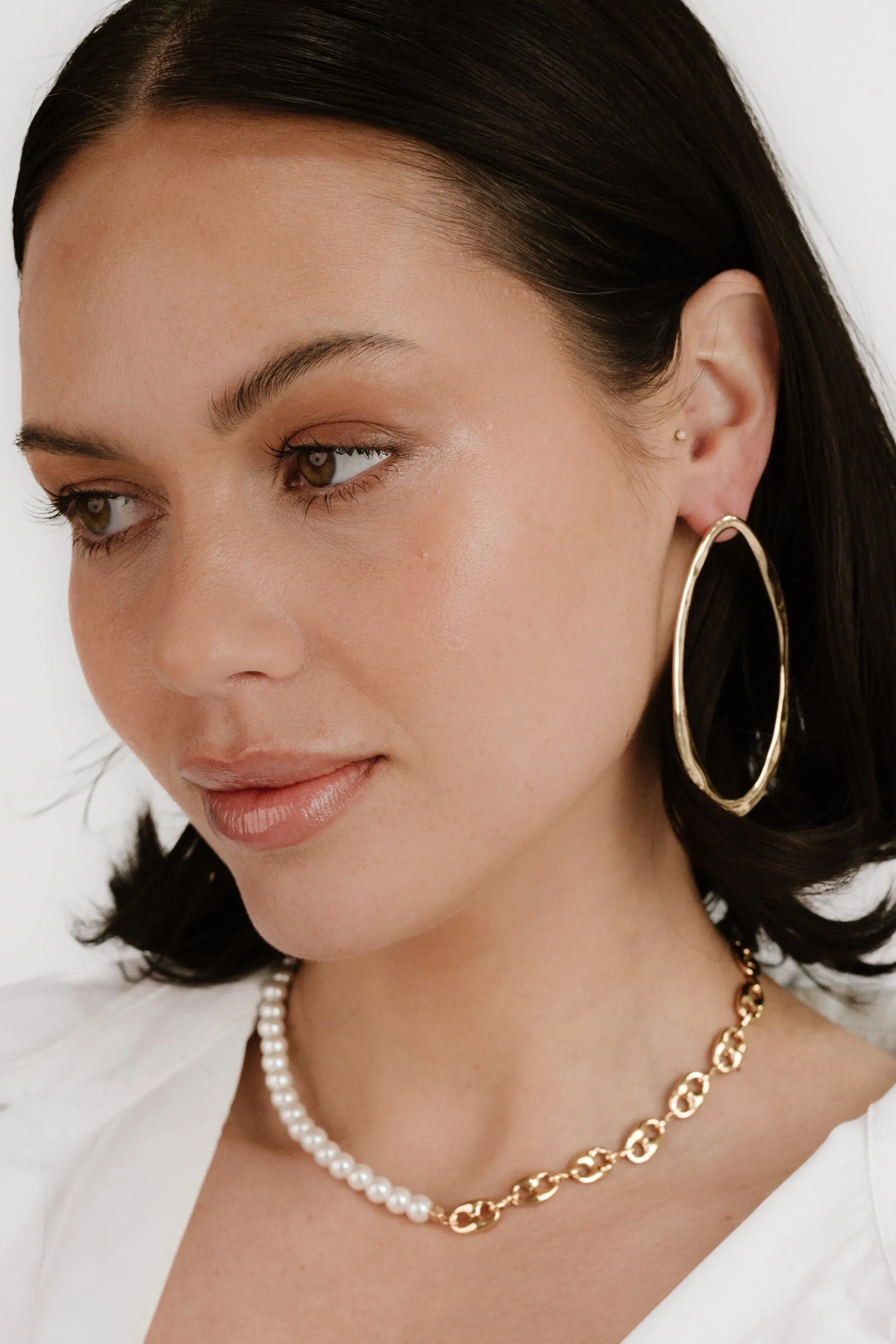 Hammered 18k Gold Plated Large Oval Earrings