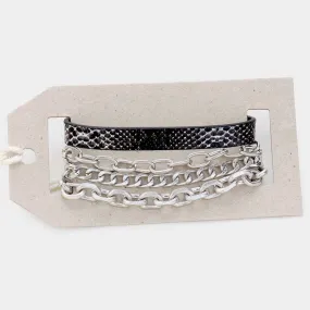 iLLASPARKZ 2PCS - Snake Skin Magnetic and Metal Chain Layered Bracelets