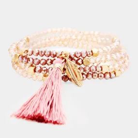 iLLASPARKZ Glass Beads Tassel Feather Charm Bracelet / Necklace