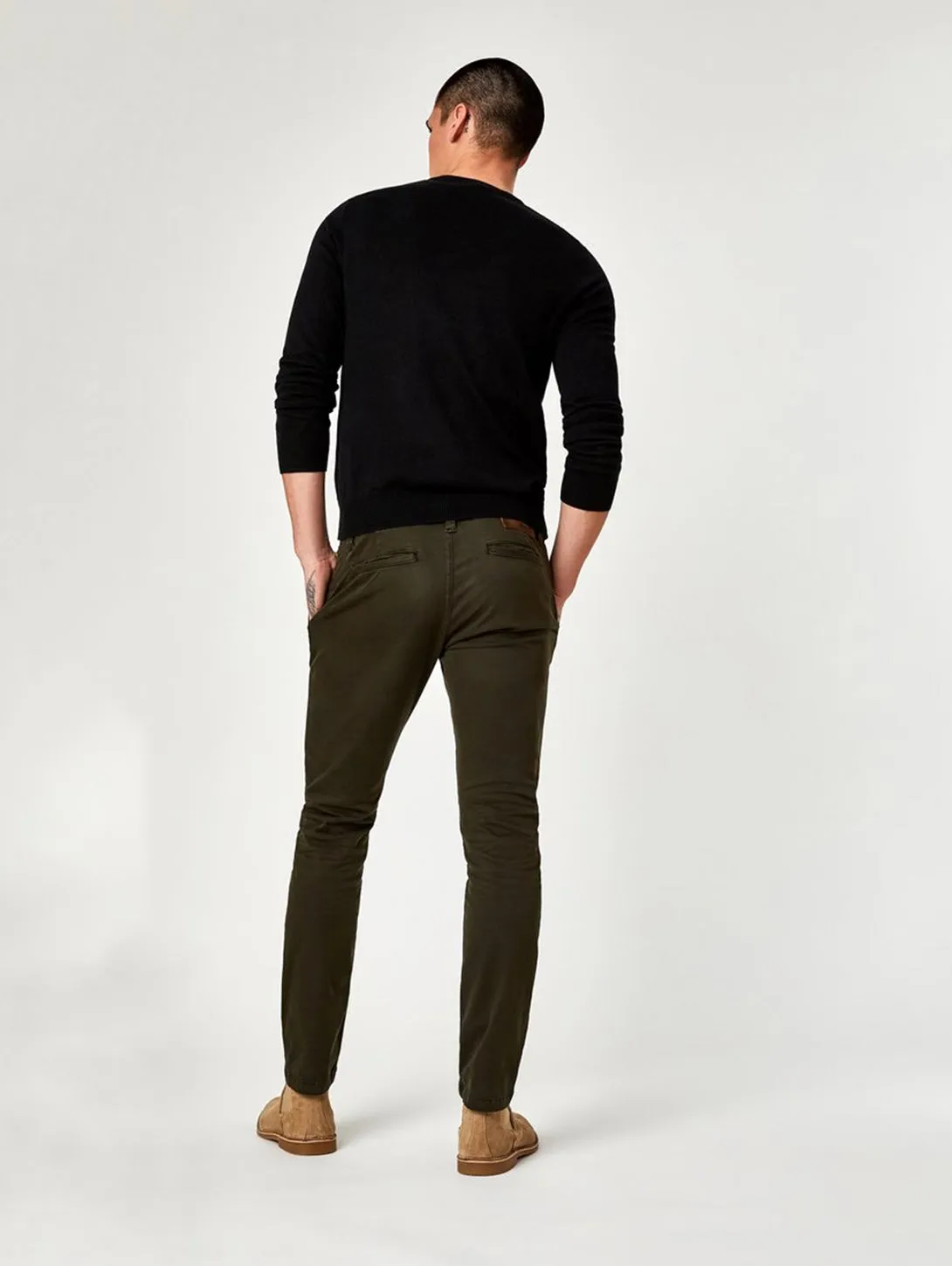 Johnny Slim Chino Pant - Dark Green Twill