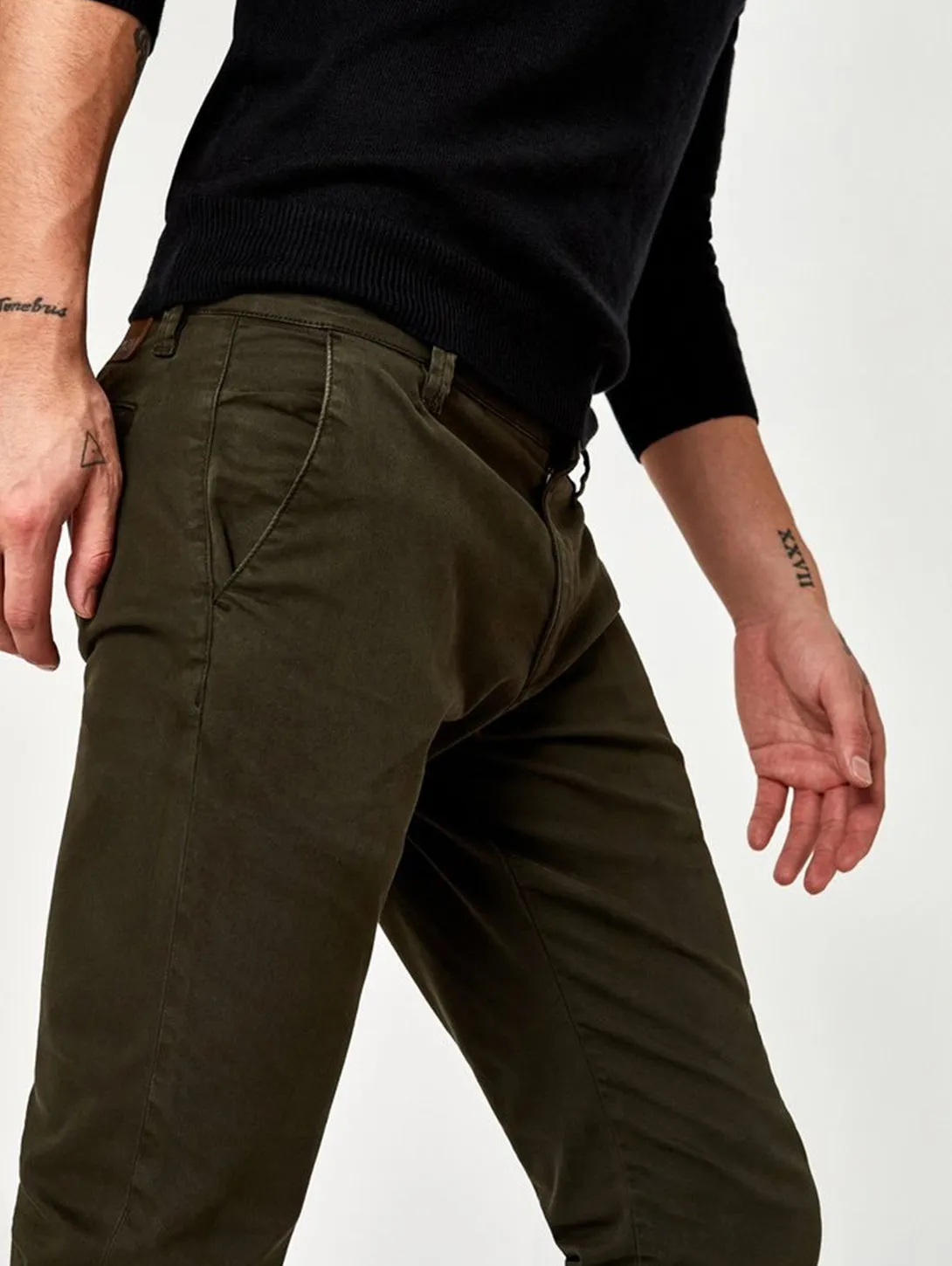 Johnny Slim Chino Pant - Dark Green Twill