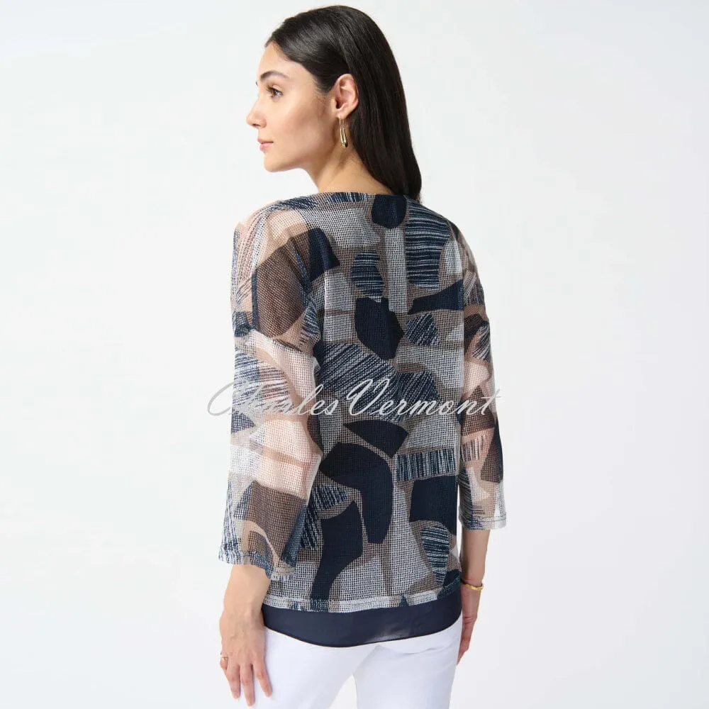 Joseph Ribkoff Abstract Print Mesh Overlay Top - Style 242200