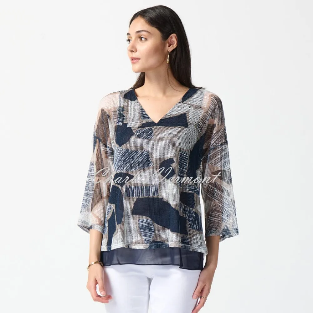 Joseph Ribkoff Abstract Print Mesh Overlay Top - Style 242200