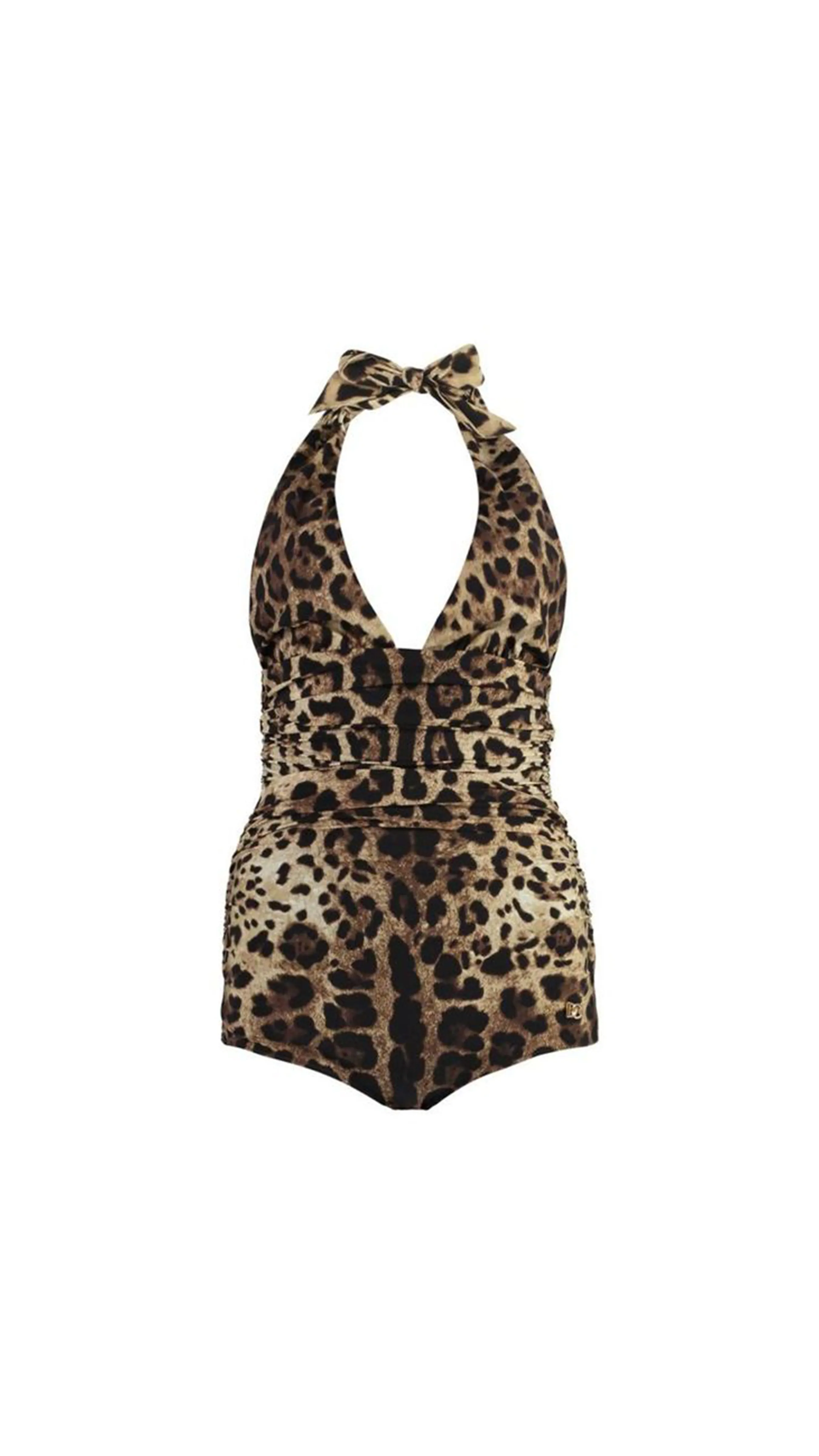 Leopard Print One-piece Swimsuit - Multicolor