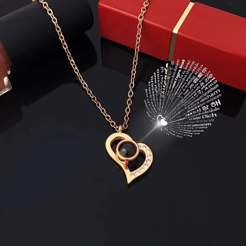 Love Projection Necklace For Women Stainless Steel Couple Necklace S7745210