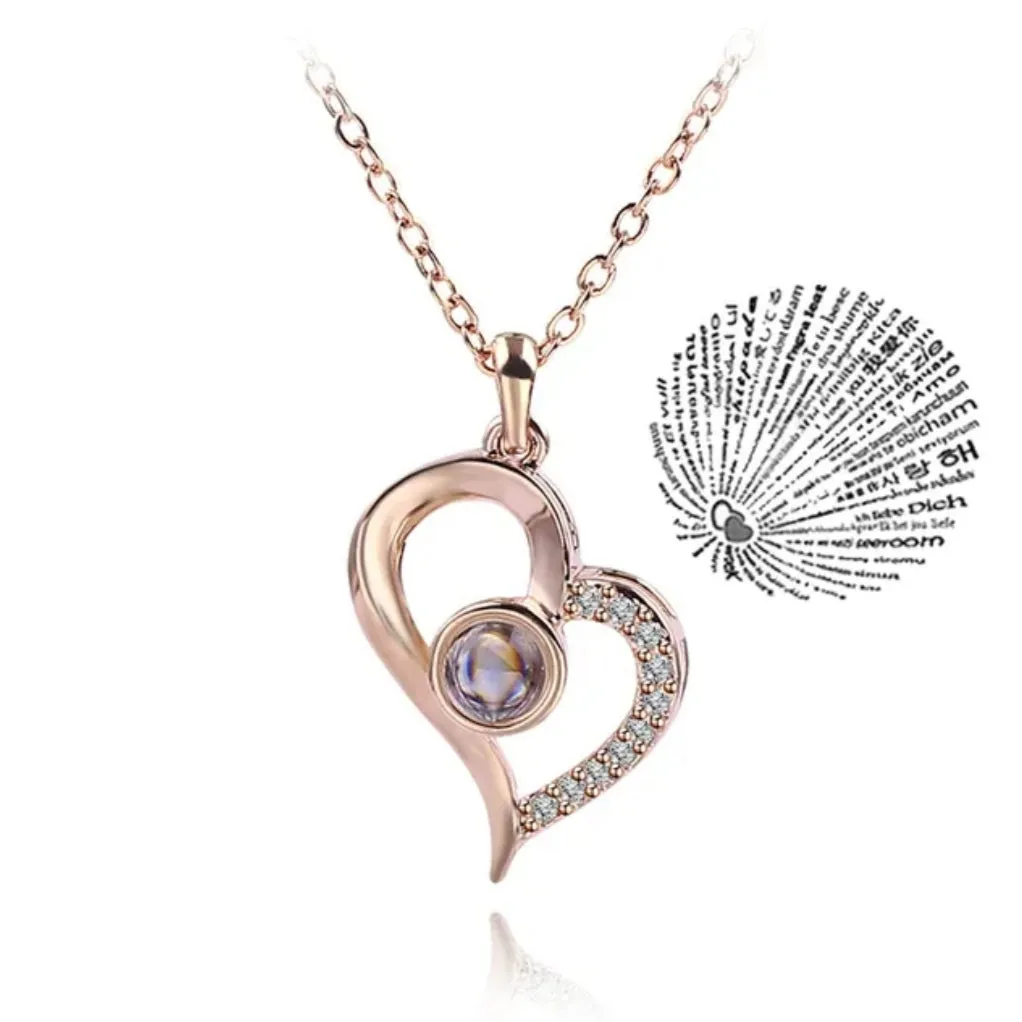 Love Projection Necklace For Women Stainless Steel Couple Necklace S7745210